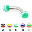 Curved barbell with circle balls, 10 ga