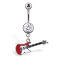 Dangling guitar belly button ring