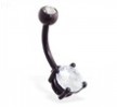 Double jeweled black coated belly ring