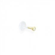 Flexible bioplast labret with 14K gold push-in ball with 2mm gem, 16ga