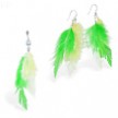 Green and Yellow  feather Belly Ring and Earring Set