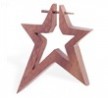 Hand carved sono wood star stirrup earring with taper, 14 ga