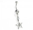 Hollow Star Belly Ring, clear