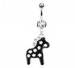 Horse Decorated with White Stars And Gemmed Mane Surgical Steel Navel Ring