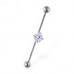 Industrial straight barbell with gem, 14 ga