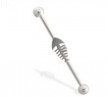Industrial straight barbell with skeleton fish, 14 ga