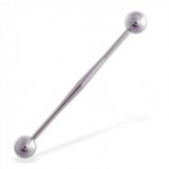 Industrial straight barbell with tapered center, 14 ga