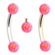 Internally Threaded Curved Barbells With Pink Opals
