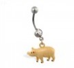 Jeweled belly ring with dangling pig