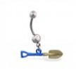 Jeweled belly ring with Dangling Shovel
