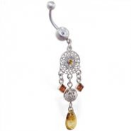 Jeweled chandelier belly ring