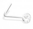 L-Shaped Nose Pin With Clear Gem