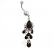 Large black stone chandelier belly ring