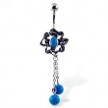 Light blue chandelier belly button ring