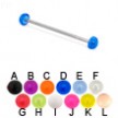 Long barbell (industrial barbell) with acrylic half balls, 14 ga