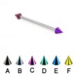 Long barbell (industrial barbell) with colored cones, 12 ga