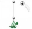Long flexible bioplast pregnancy belly ring with dangling turtle