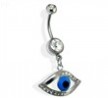 Mediterranean Blue Eye of Protection Belly Ring Steel with CZ