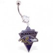 Mspiercing Belly Ring with Official Licensed NFL Charm, Baltimore Ravens