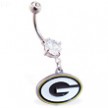 Mspiercing Belly Ring with Official Licensed NFL Charm, Green Bay Packers