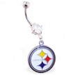 Mspiercing Belly Ring with Official Licensed NFL Charm, Pittsburgh Steelers