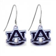 Mspiercing Sterling Silver Earrings With Official Licensed Pewter NCAA Charm, Auburn University Tige