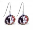 Mspiercing Sterling Silver Earrings With Official Licensed Pewter NCAA Charm, Florida State Seminole