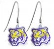 Mspiercing Sterling Silver Earrings With Official Licensed Pewter NCAA Charm, Louisiana State Univer