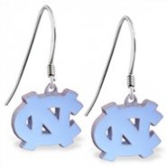 Mspiercing Sterling Silver Earrings With Official Licensed Pewter NCAA Charm, University Of North Ca