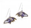 Mspiercing Sterling Silver Earrings With Official Licensed Pewter NFL Charm, Baltimore Ravens
