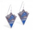 Mspiercing Sterling Silver Earrings With Official Licensed Pewter NFL Charm, Detroit Lions