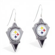Mspiercing Sterling Silver Earrings With Official Licensed Pewter NFL Charm, Pittsburgh Steelers