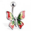 Multi-colored butterfly belly ring