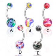 Multi-colored marble navel ring