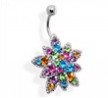 Multicolored Jeweled Flower Belly Ring