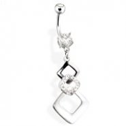 Navel Ring with Abstract Square Dangle