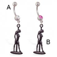 Navel ring with dangling dancer silhouette