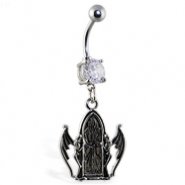 Navel ring with dangling door and demons