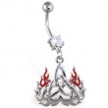Navel ring with dangling flaming celtic triangle