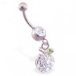 Navel ring with dangling jeweled apple