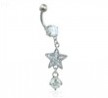 Navel ring with dangling jeweled star and gem