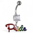 Navel ring with dangling rainbow "Pride"