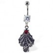 Navel ring with dangling spider web and gem