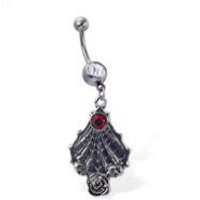 Navel Ring with Dangling Spider Web And Gem