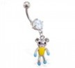 Navel ring with dangling teddy bear