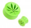 Pair Of Acrylic Saddle Plugs with Pot Leaf Cut-Out