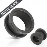 Pair Of Double Flared Screw-Fit Tunnels Surgical Steel Solid Matte Black