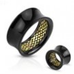 Pair Of Glittery Pattern Inlayed Inside Of Black Acrylic Saddle Fit Tunnels