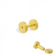 Pair Of Gold Tone Tunnels with Threaded Back