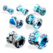 Pair Of Organic Blue Agate Stone Tunnels